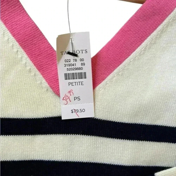 Talbots Striped Sweater with 3/4 length Sleeves NWT Size SP - Picture 7 of 14
